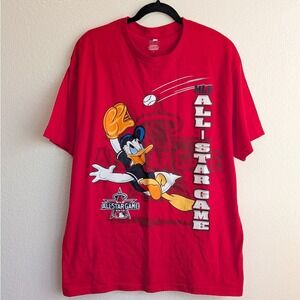 MLB Disney All Star Game Donald Duck Baseball Graphic Short Sleeve T-Shirt Red L